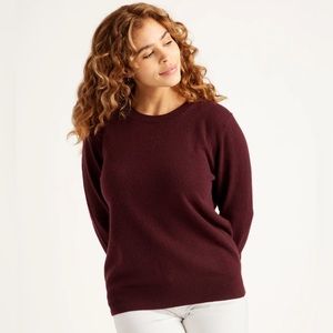 Quince Burgundy Mongolian Crewneck Cashmere Sweater